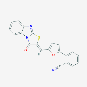 molecular formula C21H11N3O2S B258618 2-{5-[(3-oxo[1,3]thiazolo[3,2-a]benzimidazol-2(3H)-ylidene)methyl]-2-furyl}benzonitrile 