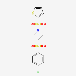 molecular formula C13H12ClNO4S3 B2586180 3-((4-Chlorophenyl)sulfonyl)-1-(thiophen-2-ylsulfonyl)azetidine CAS No. 1448045-61-1