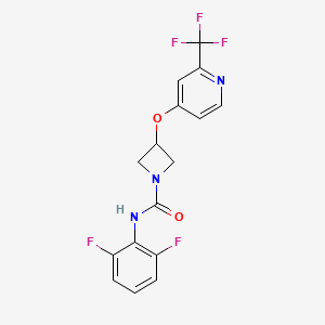 molecular formula C16H12F5N3O2 B2586184 N-(2,6-Difluorophenyl)-3-[2-(trifluoromethyl)pyridin-4-yl]oxyazetidine-1-carboxamide CAS No. 2380178-05-0