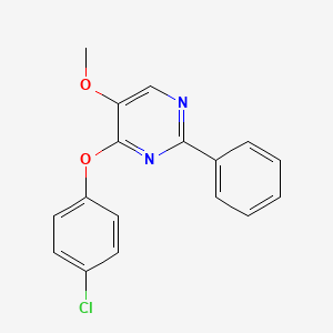 molecular formula C17H13ClN2O2 B2586189 4-(4-Chlorophenoxy)-5-methoxy-2-phenylpyrimidine CAS No. 477864-14-5