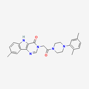 molecular formula C25H27N5O2 B2586191 3-{2-[4-(2,5-dimethylphenyl)piperazin-1-yl]-2-oxoethyl}-8-methyl-3,5-dihydro-4H-pyrimido[5,4-b]indol-4-one CAS No. 1105211-91-3