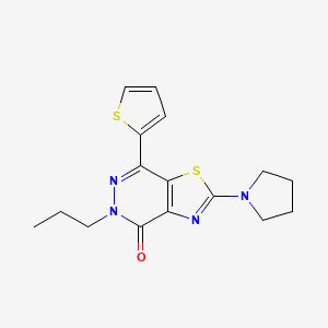 molecular formula C16H18N4OS2 B2586215 5-propyl-2-(pyrrolidin-1-yl)-7-(thiophen-2-yl)thiazolo[4,5-d]pyridazin-4(5H)-one CAS No. 1105232-92-5