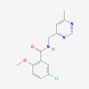 molecular formula C14H14ClN3O2 B2586217 5-chloro-2-methoxy-N-((6-methylpyrimidin-4-yl)methyl)benzamide CAS No. 2195951-98-3