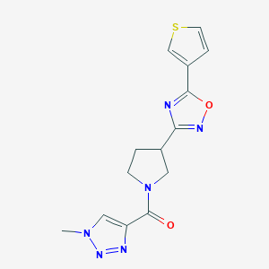molecular formula C14H14N6O2S B2586221 (1-methyl-1H-1,2,3-triazol-4-yl)(3-(5-(thiophen-3-yl)-1,2,4-oxadiazol-3-yl)pyrrolidin-1-yl)methanone CAS No. 2034278-73-2