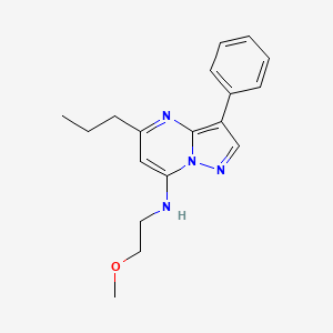 molecular formula C18H22N4O B2586222 N-(2-methoxyethyl)-3-phenyl-5-propylpyrazolo[1,5-a]pyrimidin-7-amine CAS No. 900874-94-4