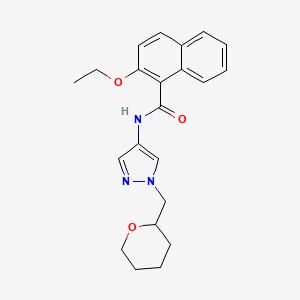 molecular formula C22H25N3O3 B2586224 2-ethoxy-N-(1-((tetrahydro-2H-pyran-2-yl)methyl)-1H-pyrazol-4-yl)-1-naphthamide CAS No. 2034321-37-2