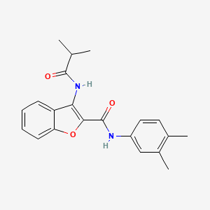 molecular formula C21H22N2O3 B2586225 N-(3,4-dimethylphenyl)-3-isobutyramidobenzofuran-2-carboxamide CAS No. 888454-38-4