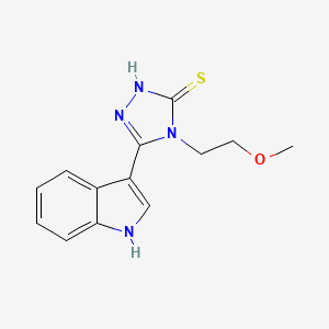 molecular formula C13H14N4OS B2586235 5-(1{H}-indol-3-yl)-4-(2-methoxyethyl)-4{H}-1,2,4-triazole-3-thiol CAS No. 887206-14-6