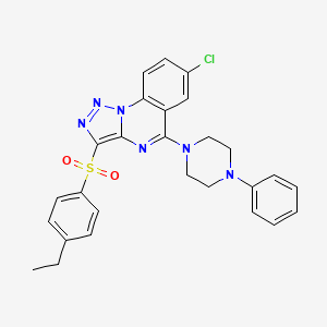 molecular formula C27H25ClN6O2S B2586236 7-Chloro-3-[(4-ethylphenyl)sulfonyl]-5-(4-phenylpiperazin-1-yl)[1,2,3]triazolo[1,5-a]quinazoline CAS No. 893788-42-6