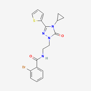 molecular formula C18H17BrN4O2S B2586237 2-bromo-N-(2-(4-cyclopropyl-5-oxo-3-(thiophen-2-yl)-4,5-dihydro-1H-1,2,4-triazol-1-yl)ethyl)benzamide CAS No. 1448034-45-4