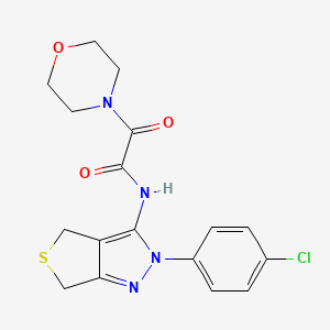 molecular formula C17H17ClN4O3S B2586251 N-(2-(4-chlorophenyl)-4,6-dihydro-2H-thieno[3,4-c]pyrazol-3-yl)-2-morpholino-2-oxoacetamide CAS No. 946252-81-9
