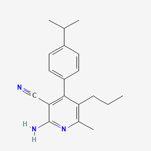 molecular formula C19H23N3 B2586252 2-Amino-6-methyl-4-[4-(propan-2-yl)phenyl]-5-propylpyridine-3-carbonitrile CAS No. 640755-43-7