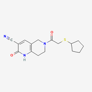 molecular formula C16H19N3O2S B2586268 6-(2-(环戊基硫代)乙酰)-2-氧代-1,2,5,6,7,8-六氢-1,6-萘啶-3-腈 CAS No. 2034486-12-7
