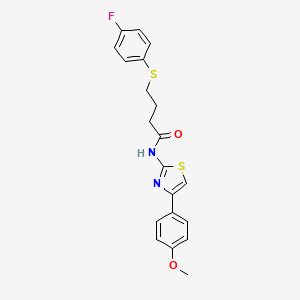 molecular formula C20H19FN2O2S2 B2586271 4-((4-氟苯基)硫代)-N-(4-(4-甲氧基苯基)噻唑-2-基)丁酰胺 CAS No. 923089-12-7