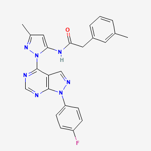 molecular formula C24H20FN7O B2586275 N-(1-(1-(4-氟苯基)-1H-吡唑并[3,4-d]嘧啶-4-基)-3-甲基-1H-吡唑-5-基)-2-(间甲苯基)乙酰胺 CAS No. 1007009-07-5
