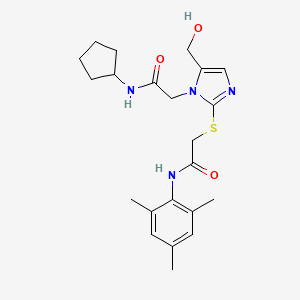 molecular formula C22H30N4O3S B2586276 2-{[1-[2-(环戊基氨基)-2-氧代乙基]-5-(羟甲基)-1H-咪唑-2-基]硫代}-N-间甲基苯乙酰胺 CAS No. 923681-71-4