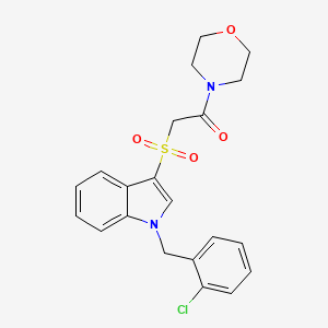 molecular formula C21H21ClN2O4S B2586278 2-((1-(2-氯苄基)-1H-吲哚-3-基)磺酰基)-1-吗啉乙酮 CAS No. 686744-16-1