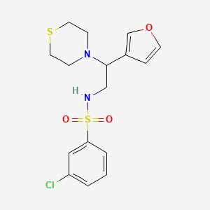molecular formula C16H19ClN2O3S2 B2586282 3-chloro-N-(2-(furan-3-yl)-2-thiomorpholinoethyl)benzenesulfonamide CAS No. 2034343-46-7