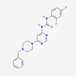 molecular formula C22H22F2N6O B2586284 1-(6-(4-苄基哌嗪-1-基)嘧啶-4-基)-3-(2,4-二氟苯基)脲 CAS No. 1396562-34-7