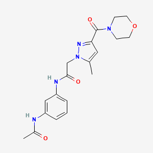 molecular formula C19H23N5O4 B2586290 N-(3-乙酰氨基苯基)-2-(5-甲基-3-(吗啉-4-羰基)-1H-吡唑-1-基)乙酰胺 CAS No. 1170841-63-0