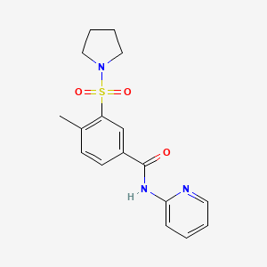 molecular formula C17H19N3O3S B2586291 4-甲基-N-(吡啶-2-基)-3-(吡咯烷-1-磺酰基)苯甲酰胺 CAS No. 353465-72-2