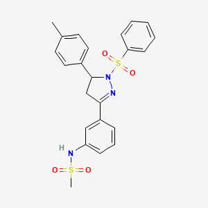 molecular formula C23H23N3O4S2 B2586296 N-(3-(1-(苯磺酰基)-5-(对甲苯基)-4,5-二氢-1H-吡唑-3-基)苯基)甲磺酰胺 CAS No. 851782-09-7