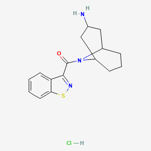 molecular formula C16H20ClN3OS B2586302 (3-Amino-9-azabicyclo[3.3.1]nonan-9-yl)-(1,2-benzothiazol-3-yl)methanone;hydrochloride CAS No. 2416233-82-2