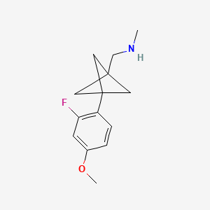 molecular formula C14H18FNO B2586307 1-[3-(2-Fluoro-4-methoxyphenyl)-1-bicyclo[1.1.1]pentanyl]-N-methylmethanamine CAS No. 2287318-61-8