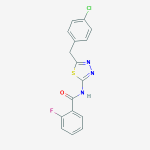 molecular formula C16H11ClFN3OS B258631 N-[5-(4-chlorobenzyl)-1,3,4-thiadiazol-2-yl]-2-fluorobenzamide 