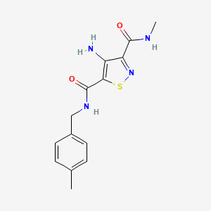 molecular formula C14H16N4O2S B2586340 4-amino-N3-methyl-N5-(4-methylbenzyl)isothiazole-3,5-dicarboxamide CAS No. 1251568-49-6