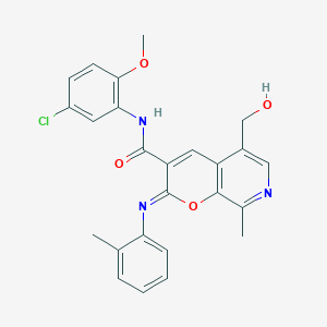 (2Z)-N-(5-chloro-2-methoxyphenyl)-5-(hydroxymethyl)-8-methyl-2-[(2-methylphenyl)imino]-2H-pyrano[2,3-c]pyridine-3-carboxamide