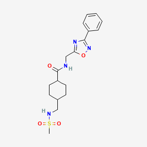 molecular formula C18H24N4O4S B2586372 4-(甲基磺酰胺甲基)-N-((3-苯基-1,2,4-恶二唑-5-基)甲基)环己烷甲酰胺 CAS No. 1219903-99-7