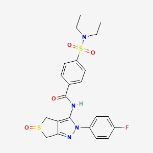 molecular formula C22H23FN4O4S2 B2586389 4-(diethylsulfamoyl)-N-[2-(4-fluorophenyl)-5-oxo-4,6-dihydrothieno[3,4-c]pyrazol-3-yl]benzamide CAS No. 1019102-82-9