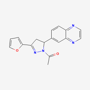 molecular formula C17H14N4O2 B2586393 1-(3-(furan-2-yl)-5-(quinoxalin-6-yl)-4,5-dihydro-1H-pyrazol-1-yl)ethanone CAS No. 942034-31-3