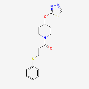 molecular formula C16H19N3O2S2 B2586402 1-(4-((1,3,4-噻二唑-2-基)氧基)哌啶-1-基)-3-(苯硫基)丙-1-酮 CAS No. 2309344-36-1