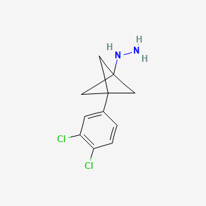 molecular formula C11H12Cl2N2 B2586410 [3-(3,4-Dichlorophenyl)-1-bicyclo[1.1.1]pentanyl]hydrazine CAS No. 2287273-16-7