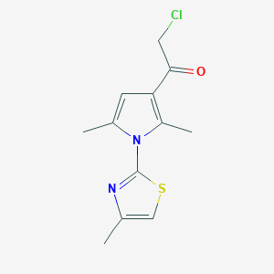 molecular formula C12H13ClN2OS B2586413 2-氯-1-[2,5-二甲基-1-(4-甲基-1,3-噻唑-2-基)-1H-吡咯-3-基]乙酮 CAS No. 790271-60-2