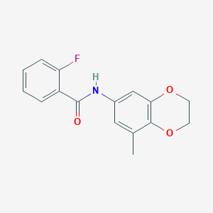 molecular formula C16H14FNO3 B258642 2-fluoro-N-(8-methyl-2,3-dihydro-1,4-benzodioxin-6-yl)benzamide 