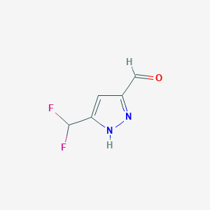 molecular formula C5H4F2N2O B2586420 5-(Difluoromethyl)-1H-pyrazole-3-carbaldehyde CAS No. 2097855-39-3