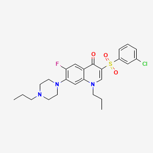 molecular formula C25H29ClFN3O3S B2586439 3-[(3-chlorophenyl)sulfonyl]-6-fluoro-1-propyl-7-(4-propylpiperazin-1-yl)quinolin-4(1H)-one CAS No. 892758-24-6