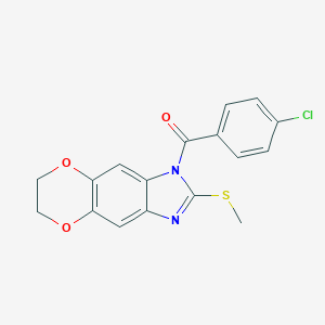 molecular formula C17H13ClN2O3S B258644 1-(4-chlorobenzoyl)-6,7-dihydro-1H-[1,4]dioxino[2,3-f]benzimidazol-2-yl methyl sulfide 