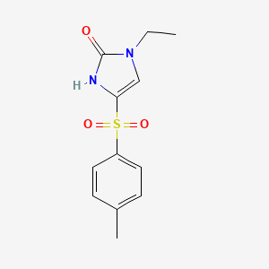 molecular formula C12H14N2O3S B2586451 1-ethyl-4-[(4-methylphenyl)sulfonyl]-1,3-dihydro-2H-imidazol-2-one CAS No. 282109-01-7