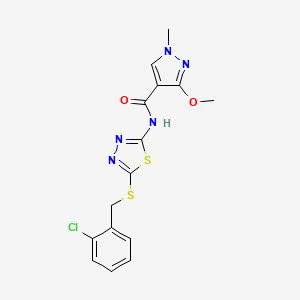 molecular formula C15H14ClN5O2S2 B2586455 N-(5-((2-chlorobenzyl)thio)-1,3,4-thiadiazol-2-yl)-3-methoxy-1-methyl-1H-pyrazole-4-carboxamide CAS No. 1171371-06-4