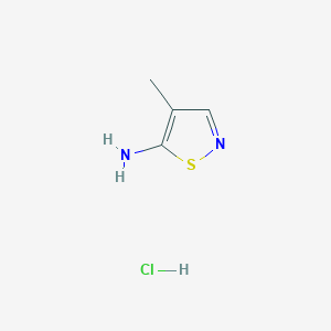 molecular formula C4H7ClN2S B2586458 4-Methyl-1,2-thiazol-5-amine;hydrochloride CAS No. 605663-20-5