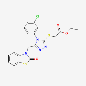 molecular formula C20H17ClN4O3S2 B2586459 ethyl 2-((4-(3-chlorophenyl)-5-((2-oxobenzo[d]thiazol-3(2H)-yl)methyl)-4H-1,2,4-triazol-3-yl)thio)acetate CAS No. 847403-60-5