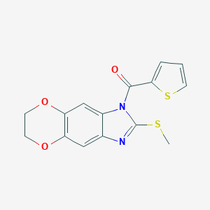 molecular formula C15H12N2O3S2 B258647 methyl 1-(2-thienylcarbonyl)-6,7-dihydro-1H-[1,4]dioxino[2,3-f]benzimidazol-2-yl sulfide 