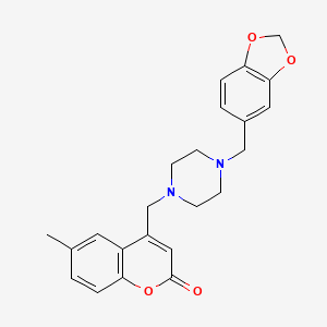 molecular formula C23H24N2O4 B2586471 4-((4-(benzo[d][1,3]dioxol-5-ylmethyl)piperazin-1-yl)methyl)-6-methyl-2H-chromen-2-one CAS No. 850238-57-2