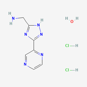 molecular formula C7H12Cl2N6O B2586479 1-[3-(2-吡嗪基)-1H-1,2,4-三唑-5-基]甲胺二盐酸盐水合物 CAS No. 1306739-23-0
