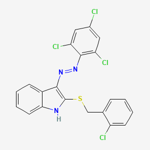 molecular formula C21H13Cl4N3S B2586480 2-[(2-氯苄基)硫代]-3H-吲哚-3-酮 N-(2,4,6-三氯苯基)腙 CAS No. 478042-12-5
