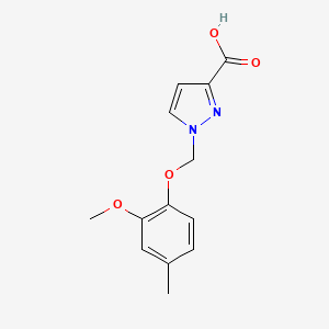 molecular formula C13H14N2O4 B2586484 1-[(2-甲氧基-4-甲基苯氧基)甲基]-1H-吡唑-3-羧酸 CAS No. 1006320-11-1